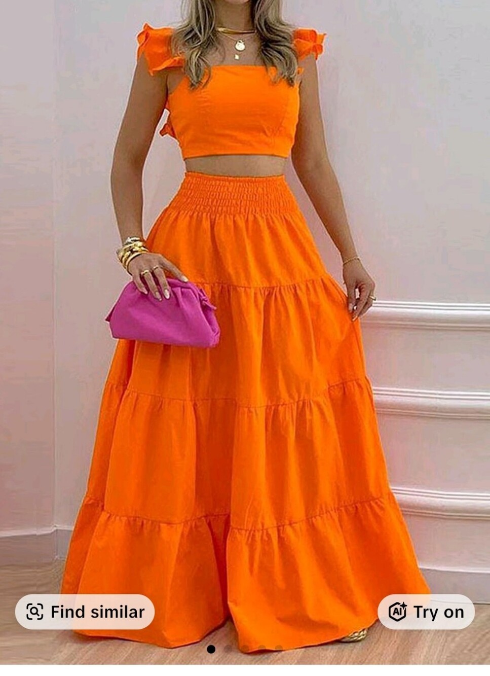 Vibrant Orange Tiered Maxi Skirt